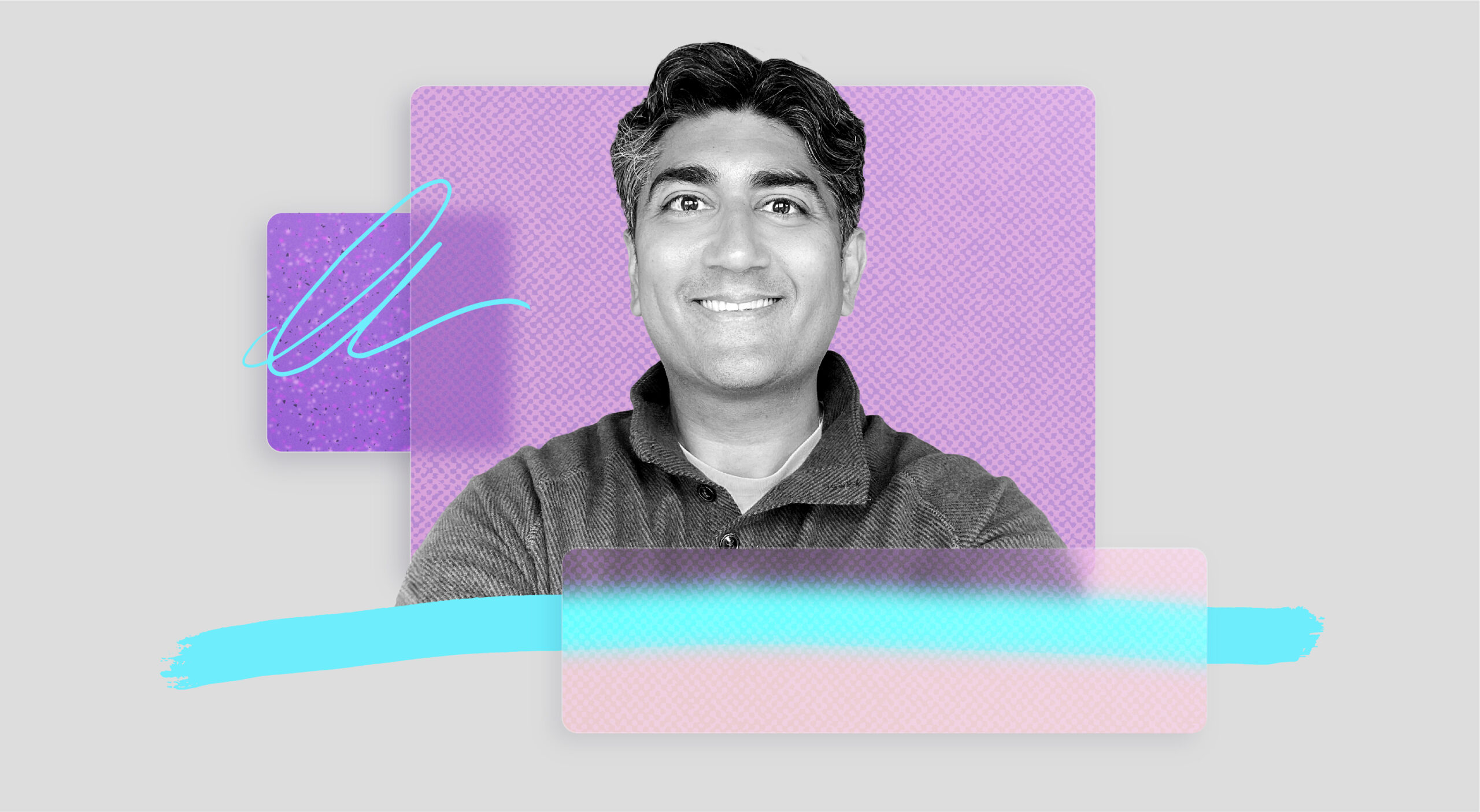 A colorful photo illustration of Aneesh Raman, a vice president at LinkedIn and head of the company’s Opportunity Project, which is focused on building a more dynamic and equitable global labor market.