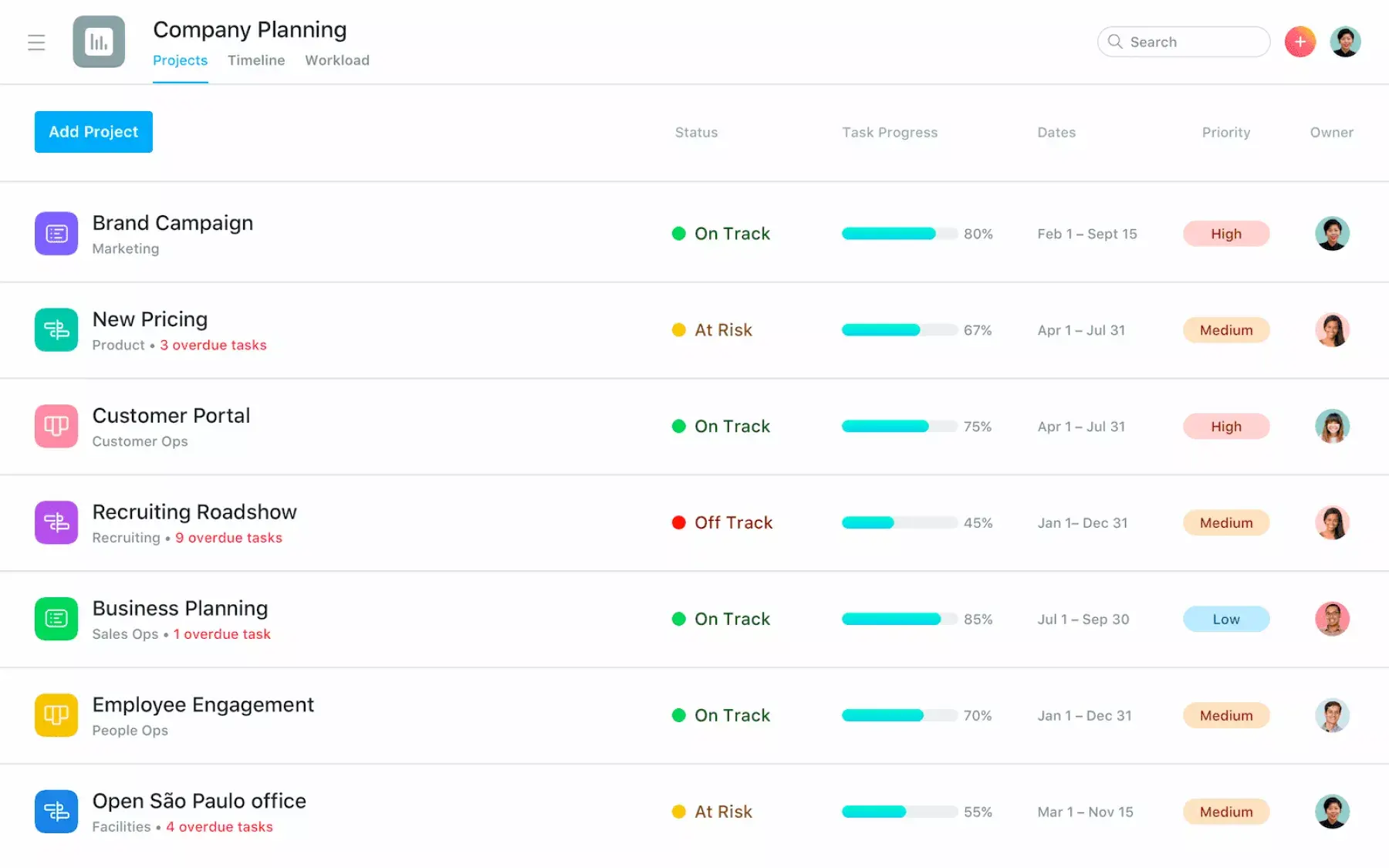 [Product UI] Company planning portfolio in Asana (Portfolios)