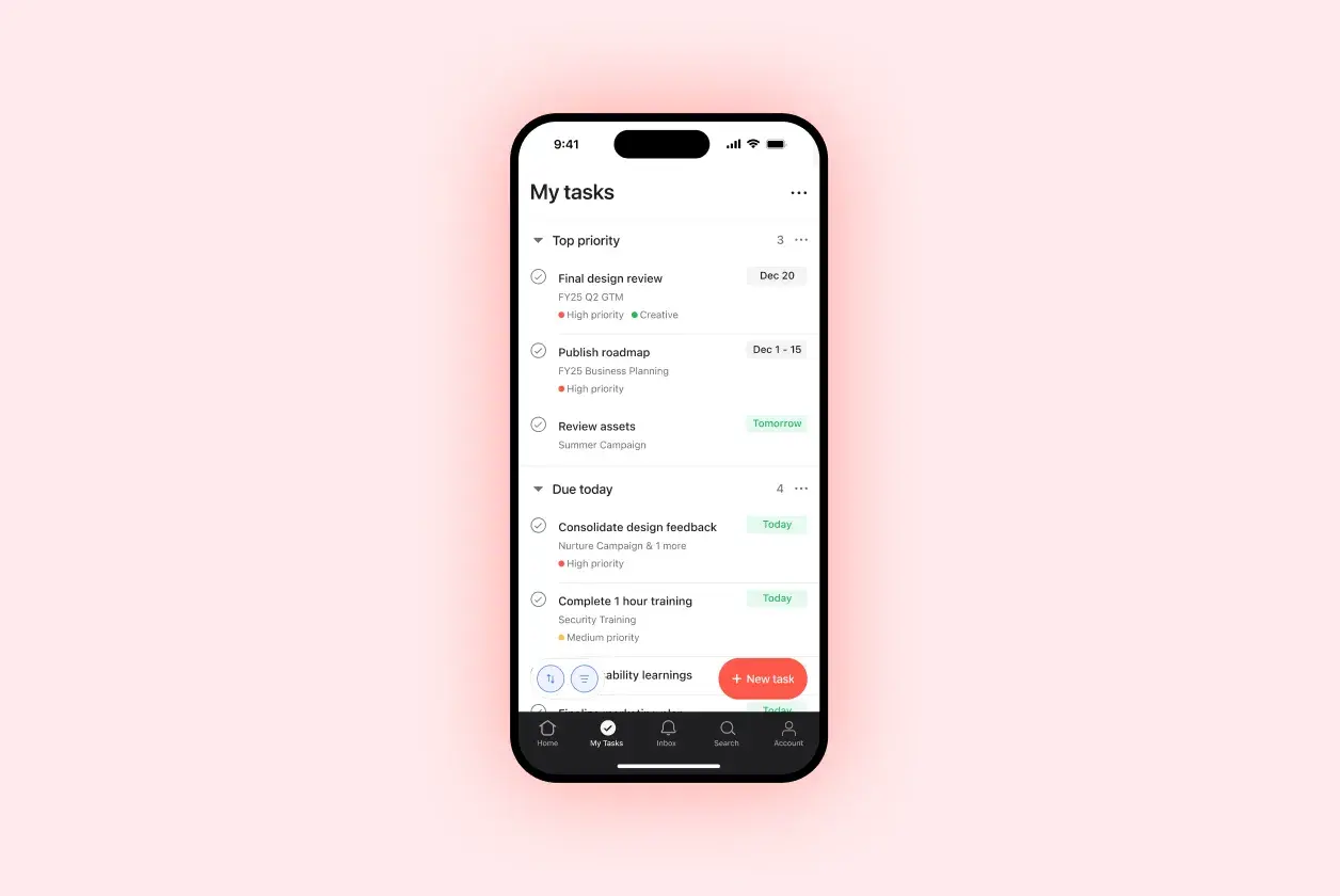 Asana Mobile Product UI 