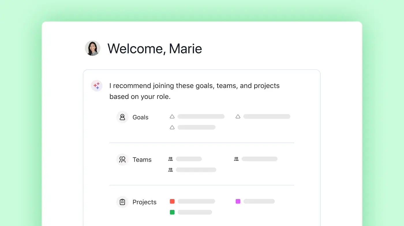 Product UI image in Asana for employee onboarding