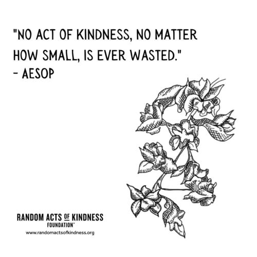 No act of kindness, no matter how small, is ever wasted. Aesop