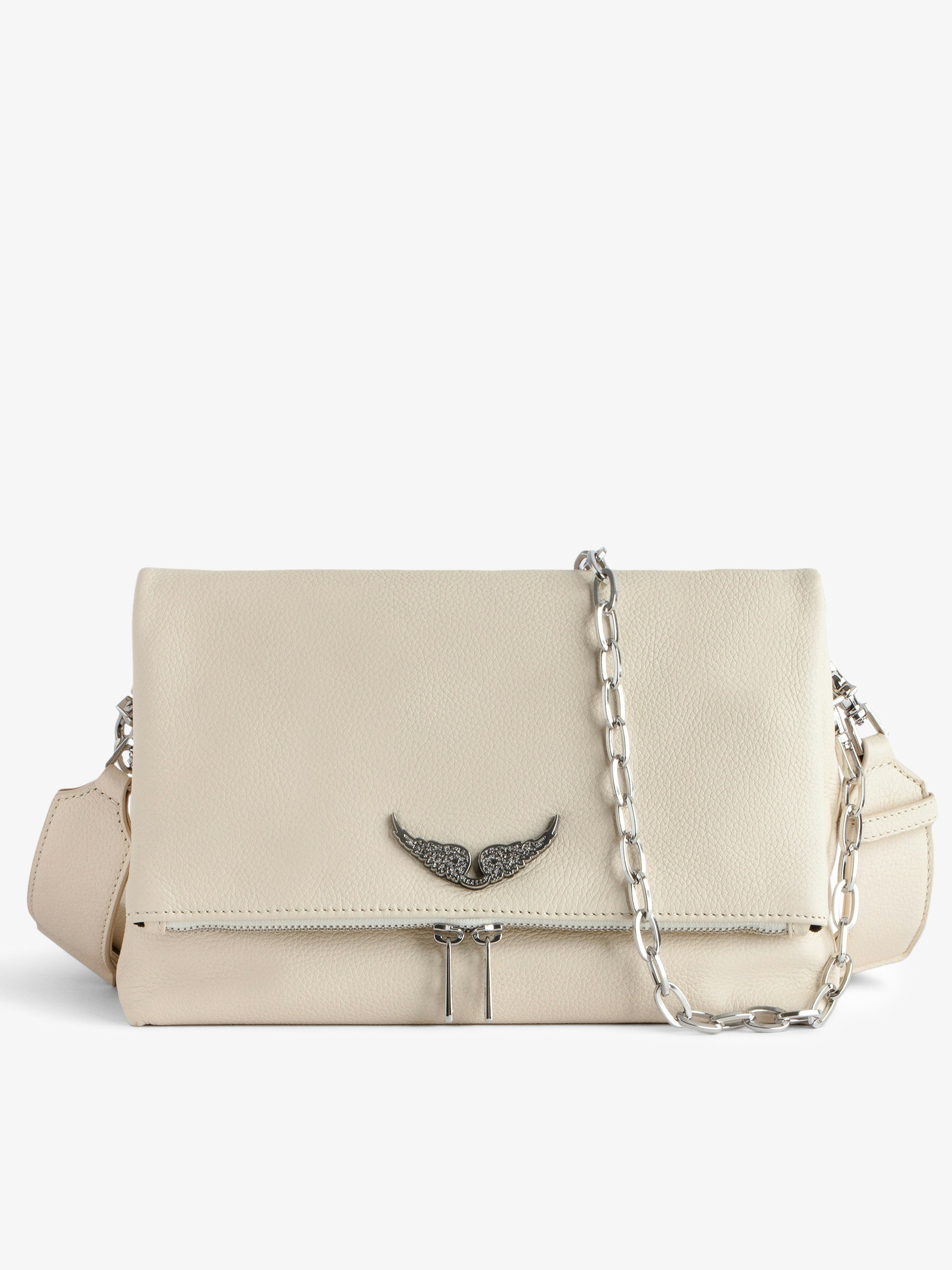 Tasche Rocky Swing Your Wings - Damentasche Rocky aus schwarzem Leder mit silberfarbener Metallkette