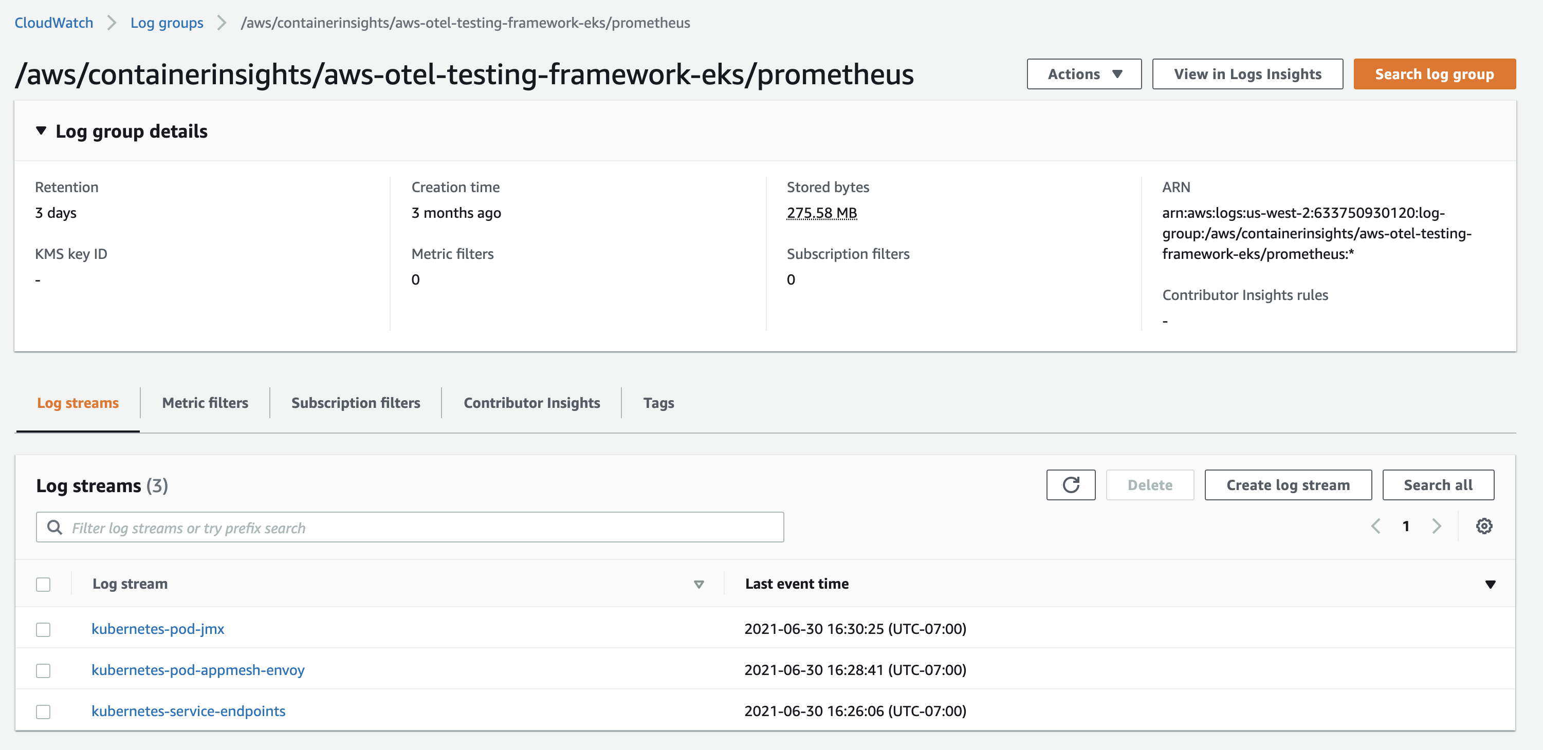 cloudwatch console log