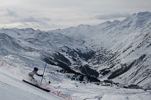 Marcel Hischer na trasie slalomu w Gurgl