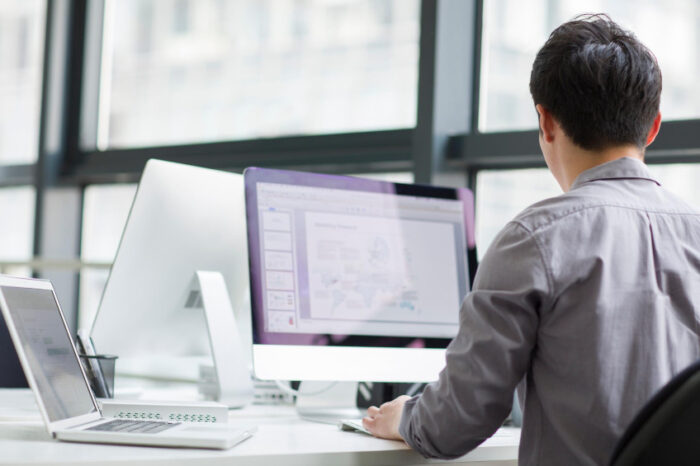 Person working at a laptop