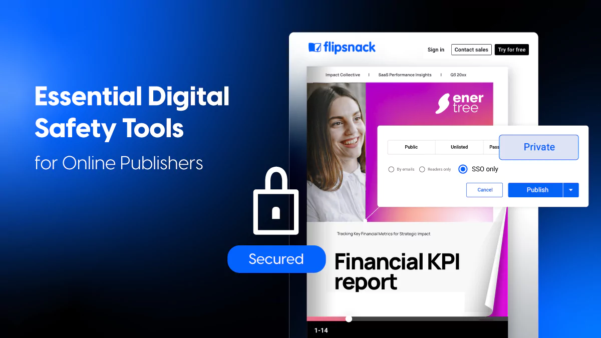 Cover for digital safety tools for online publishers - Flipsnack