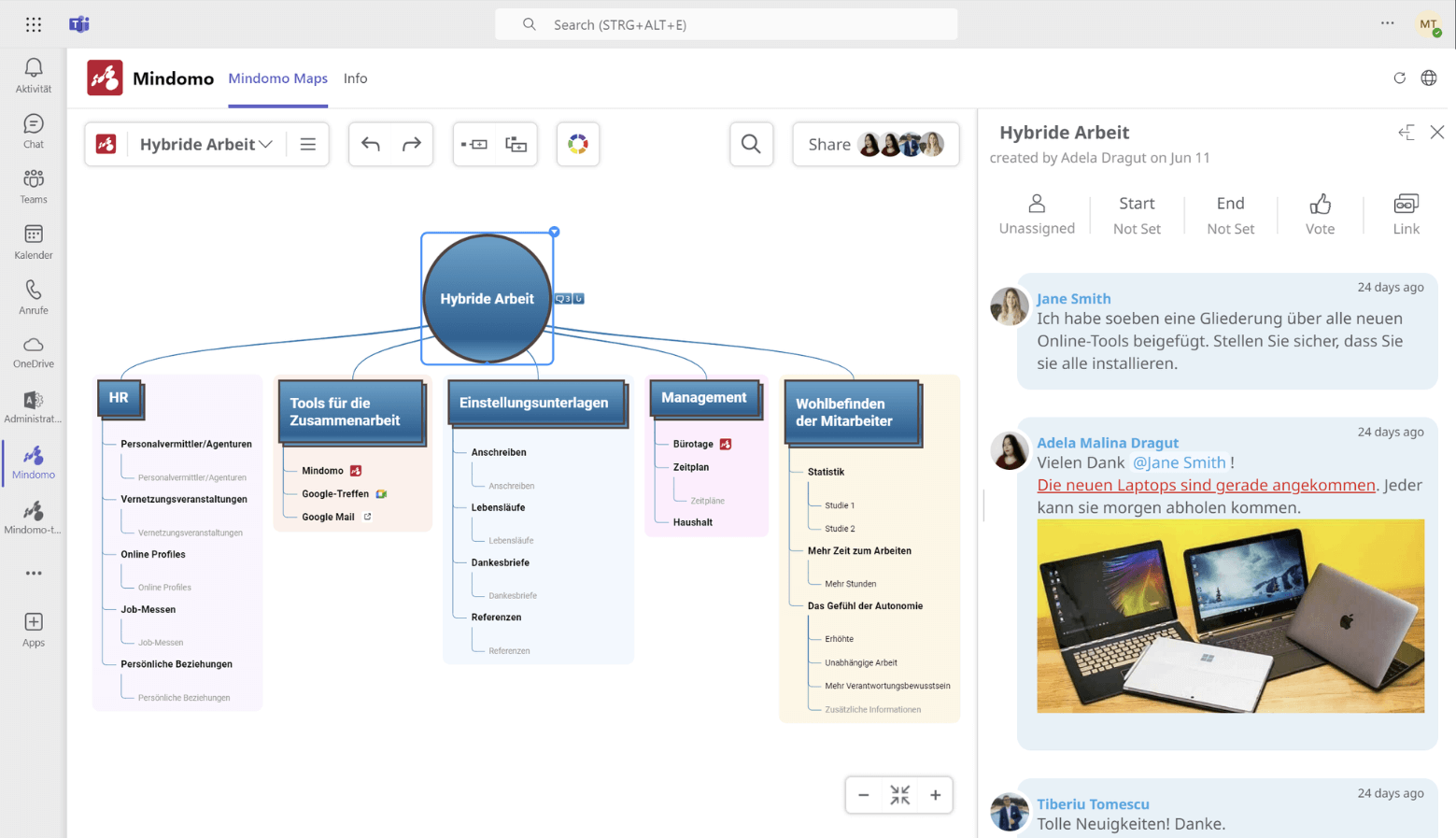 Mindomo für MS Teams Zusammenarbeit in Echtzeit