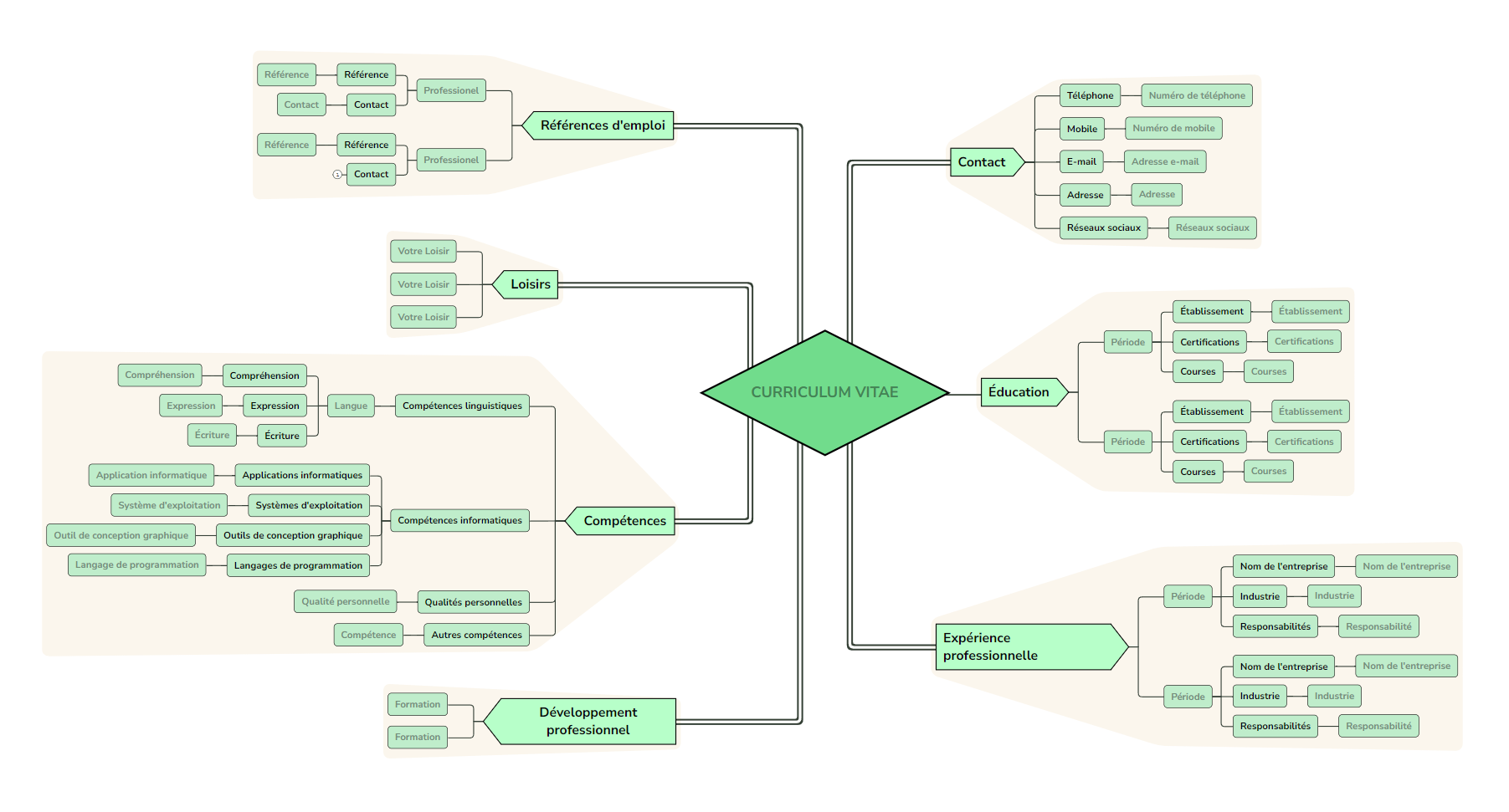 Le Curriculum Vitae carte mentale