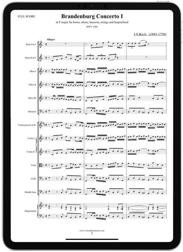 Sheet Music View: Brandenburg Concerto No. 1