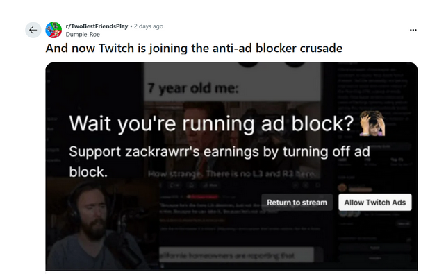 Twitch anti-adblock: example two