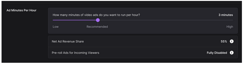 Twitch creator ad amount setting