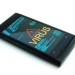 Security concept: smartphone with text Virus