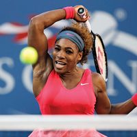 Serena Williams of the United States returns a shot during her women's singles final match against Victoria Azarenka of Belarus on Day Fourteen of the 2013 U.S. Open at the USTA Billie Jean King National Tennis Center on September 8, 2013 in New York City.