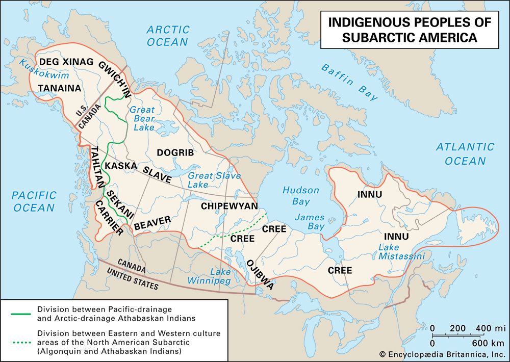 Distribution of American Subarctic cultures