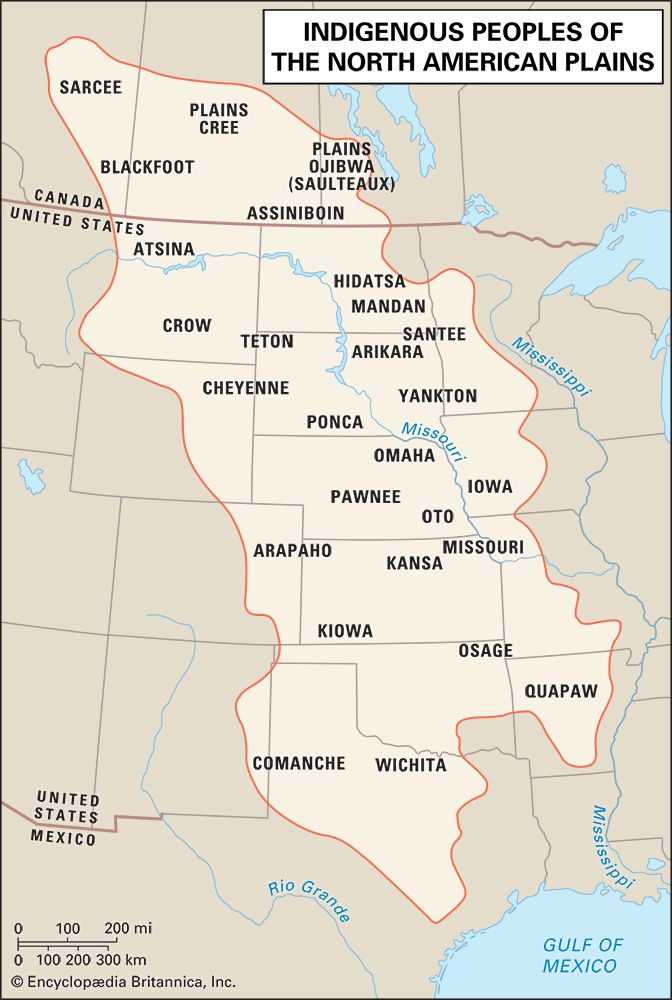 Distribution of Indigenous peoples of the North American Plains