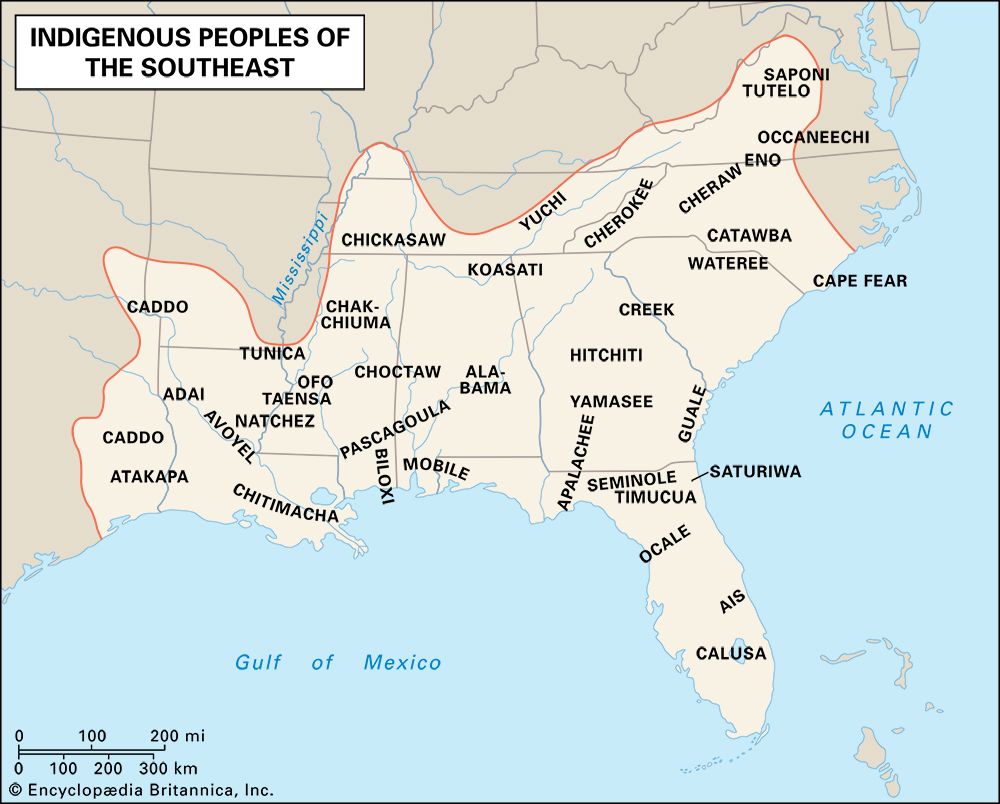 Distribution of Indigenous peoples of the American Southeast