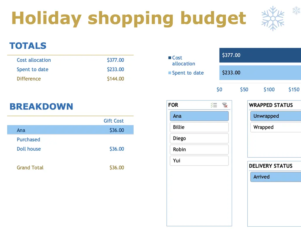 Holiday shopping budget blue modern simple