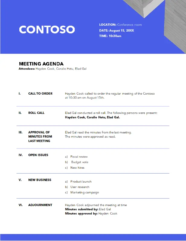 Celestial meeting agenda blue modern bold