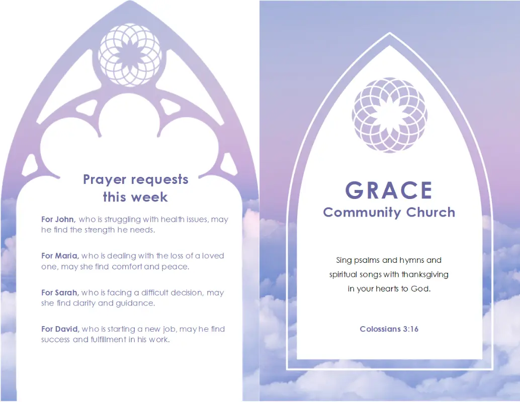 Church service bulletin (folded) purple modern simple