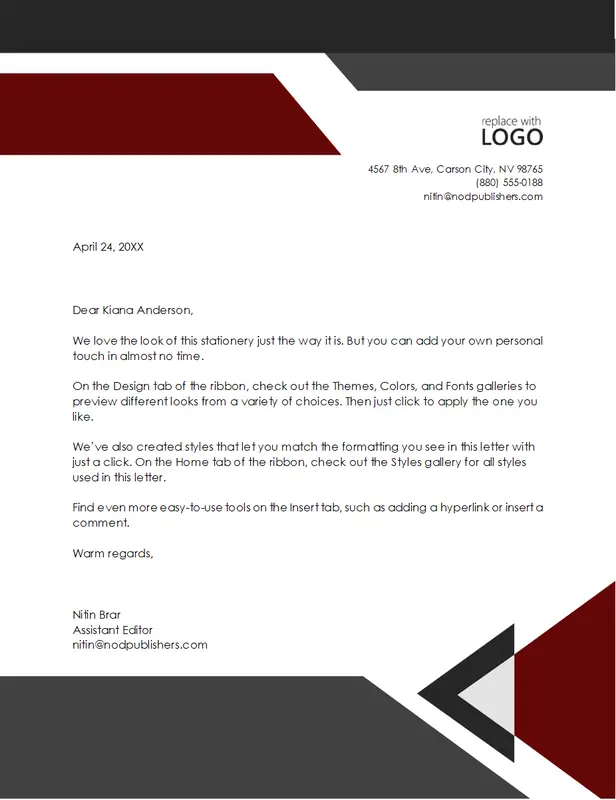 Modern angles letterhead red modern-geometric