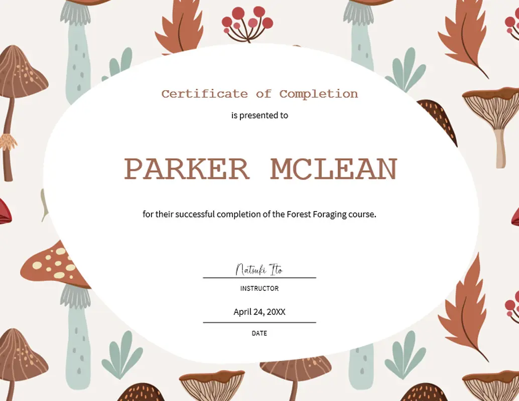 Course completion certificate brown modern-simple