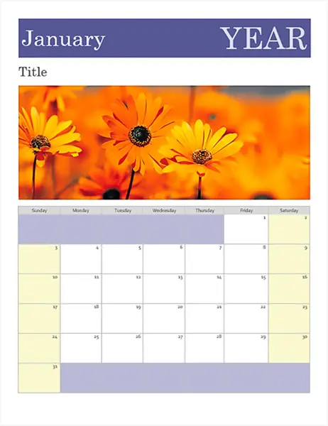 Photo calendar purple modern-simple