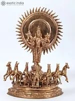 12'' Lord Surya Narayana Standing On His Chariot of Seven Horses| Bronze