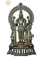 62" Super Large Perumal with Garuda and Hanuman | Madhuchista Vidhana (Lost-Wax) | Panchaloha Bronze from Swamimalai (Shipped by Sea)