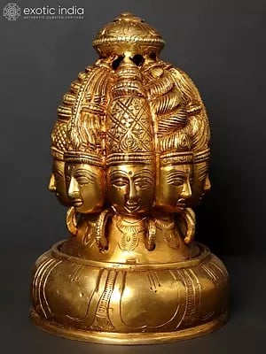 9" Ashta Mukha Lingam in Brass | Handmade | Made in India