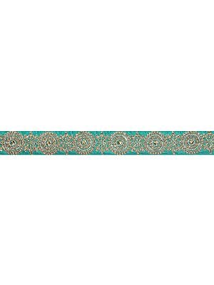 Zari-Embroidered Fabric Border with Crystals and Sequins