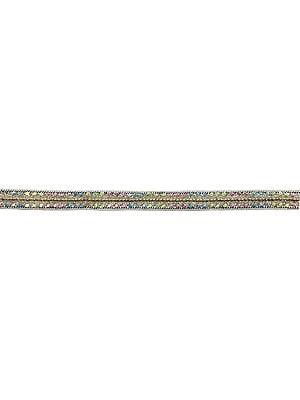 Zari-Embroidered Golden Lace Border with Multicolor Sequins and Beads