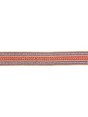 Zari-Embroidered Fabric Border with Crystals and Beads