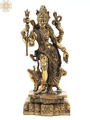 18" Ardhanarishvara Brass Sculpture | Indian Handcrafted Idol