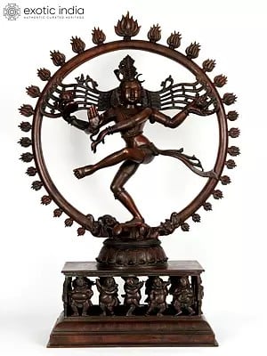 35" Superfine Hindu God Nataraja (Shiva) With Devotees at Bottom | Bronze