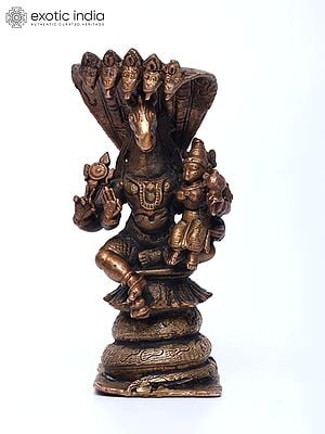 4" Small Lord Hayagriva with Devi Lakshmi | Copper Statue