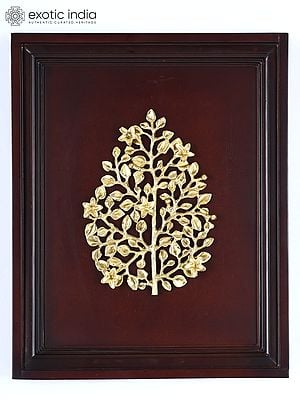 16" Wood Framed Tree of Life in Brass | Wall Hanging