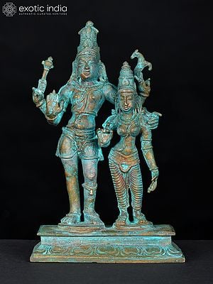 4" Standing Shiva - Parvati | Bronze Statue