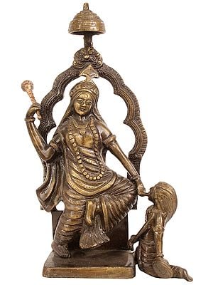 13" Goddess Bagalamukhi Brass Statue | Religious Figurine