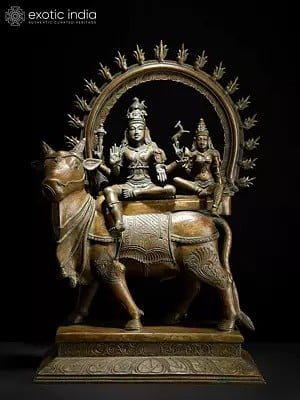 24" Pradosh Moorthy Bronze Statue of Shiva and Parvati