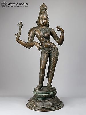 36" Large Ardhanarishvara (Shiva - Shakti) Bronze Statue