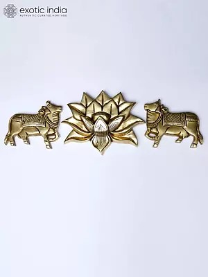 Kamadhenu Cows and Lotus | Set of Three | Wall Hanging