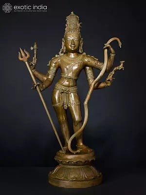 Superfine Pinaka-Dhara Shiva Bronze Statue