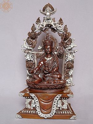 17" Guru Padmasambhava Statue from Nepal | Copper Gilded with Gold