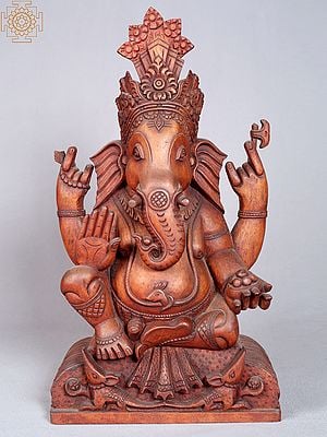 18" Chaturbhuja Lord Ganesha Statue from Nepal