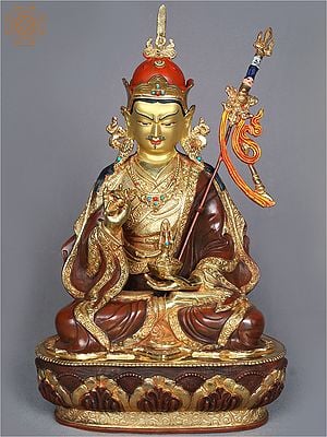 5" Guru Padmasambhava Idol from Nepal | Copper Gilded with Gold