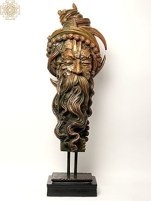 48" Large Aghori Sculpture on Wood Base | Artist Manoj Das