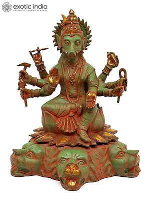 20" Devi Varahi Brass Statue - Goddess of Darkness | Handmade | Made in India