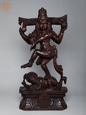 36" Large Wooden Nataraja (Lord Shiva Tandava)