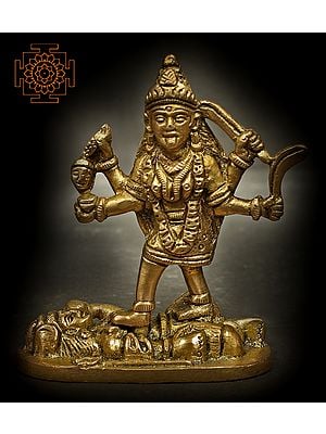 3" Small Goddess Kali Idol In Brass | Handmade | Made In India