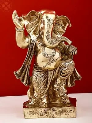 14" Brass Dancing Ganesha